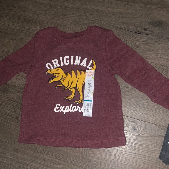 Two 12m NEW Jumping Beans Long Sleeve Graphic Tee - Picture 4 of 7